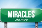 miracles road sign illustration design over a sky background