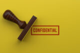 CONFIDENTIAL Rubber Stamp On Yellow Background 3D Rendering